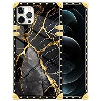 Case Compatible with for iPhone 11 Pro Case Black Gold Natural Marble Pattern Phone Case Golden Square Shockproof Phone Case Cover Gift Case for iPhone 11 Pro