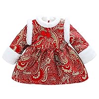 Girls' Cheongsam Dresses,Winter Girl's Tang Suits,Chinese Style Velvet Oblique Single Breasted New Year's Clothing.