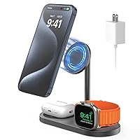 KUXIU X23 PRO 3 in 1 Magnetic Wireless Charging Stand for iPhone, AirPods, Apple Watch & Qi Smartphone, Wireless Charging Station for iPhone 15/14/13/12, Apple Watch 9/Ultra/8/7, AirPods 3/2/Pro/Pro 2