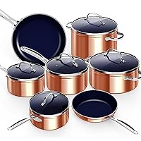 Nuwave 12pc Forged Lightweight Cookware set, G10 Healthy Duralon Ceramic Ultra Non-Stick Coating, Vented Tempered Glass Lids, Stay-Cool Handles, Induction-Ready & Works on All cooktops, PFAS Free