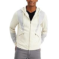 INC Mens Beige Color Block Long Sleeve Full Zip Sweatshirt XS