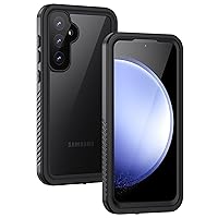 Lanhiem Samsung Galaxy S23 FE Case, IP68 Waterproof Dustproof Case, Built-in Screen Protector, Heavy Duty Full Body Protective Phone Cover for Galaxy S23 FE 5G 6.4 Inch, Black/Clear