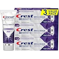 Crest 3D White Brilliance Purple Teeth Whitening Toothpaste - Pack of 3, 3.5 oz Tubes - Anticavity Fluoride Toothpaste -100% More Surface Stain Removal - 24 Hour Active Stain Prevention