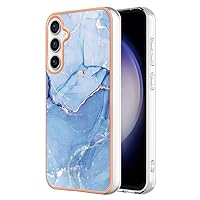 XYX Case Compatible with Samsung S23 FE, Electroplated Marble TPU Slim Full-Body Stylish Shockproof Protective Case Cover for Galaxy S23 FE, Blue