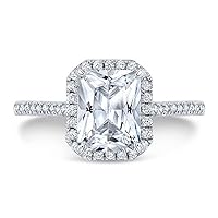 Siyaa Gems 3.50 CT Radiant Cut Colorless Moissanite Engagement Ring Wedding Birdal Ring Diamond Rings Anniversary Solitaire Halo Accented Promise Vintage Antique Gold Silver Ring Gift