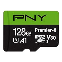 PNY 128GB Premier-X Class 10 U3 V30 microSDXC Flash Memory Card - 100MB/s, A1, 4K UHD, Full HD, UHS-I, micro SD, Black
