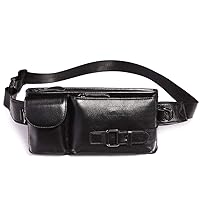 GMOIUJ Waist Bag Soft Leather Men's Pockets Soft Leather Messenger Bag Multi-function Small Backpack Casual Mobile Phone Bag Running Sports Bag (Size : E)