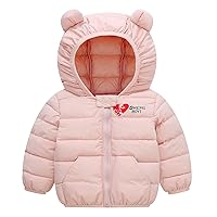 Boy Size 5 Jacket Toddler Kids Baby Boys Girls Winter Windproof Warm Love Print Coats Bear Ears (Pink, 12-18 Months)