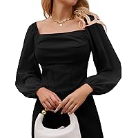 Kate Kasin Women Corset Tops Sheer Long Sleeve Blouse Crop Tops Off The Shoulder Shirts Square Neck Fall Blouses 2023