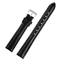 Cowhide Ladies Watch Band 10mm 12mm 14mm 16mm 18mm Universal Genuine Leather Watchbands (Color : Black Silver pin, Size : 10mm)