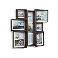 Umbra Edge, Large Wooden 4x4, 4x6, and 5X7 Collage Multi Picture Frame for Desktop or Wall, Aged Walnut, 4 by 6-Inch and 4 by 4-Inch
