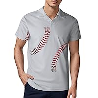 Baseball Ball Men's Polo Shirt Short Sleeve Sport Shirts Casual Golf T-Shirt for Work Fishing