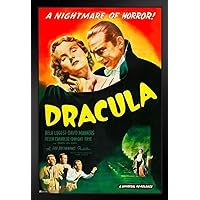 Dracula 1931 Bela Lugosi Nightmare Of Horror Retro Vintage Horror Movie Poster Horror Movie Merchandise Monster Memorabilia Spooky Scary Halloween Decorations Black Wood Framed Art Poster 14x20