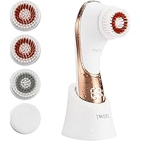 Electric Face Brush Scrubber Rechargeable Facial Exfoliator IPX-7 Waterproof Spin Cleanser Rotating Spa Machine for Exfoliating, Massaging and Deep Cleansing with 4 Brush Heads