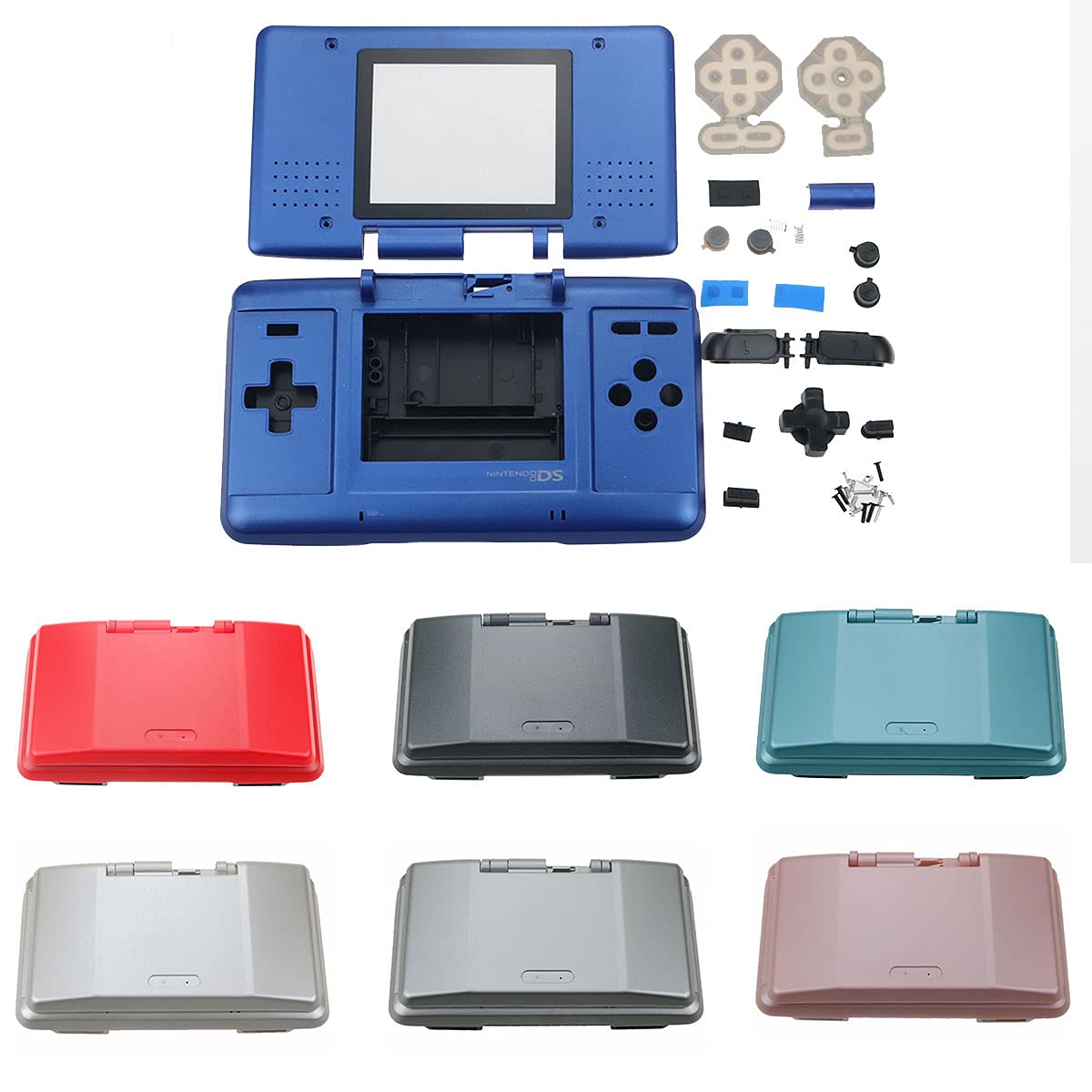 Melocyphia Full Housing Case Cover Shell with Buttons for NDS Console Replacement (Silver)