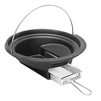 KAMaster 2 in 1 Cast Iron Ash Can Fit Large Big Green Egg,With Stainless Steel Slid Out Ash Drawer Remove Ash Easier,Ash Can with Foldable Handle Can Use With Fire Grate