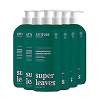 ATTITUDE Body Wash, EWG Verified Shower Gel, Dermatologically Tested, Plant and Mineral-Based, Vegan Personal Care Products, White Tea Leaves, 32 Fl Oz (Pack of 6)