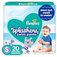 Splashers Swim Diapers - Size S, 20 Count, Gap-Free Disposable Baby Swim Pants