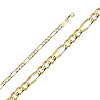 10k Yellow Gold Figaro Chain Necklace, 6.0 mm | Solid Gold Jewelry for Men Women Girls