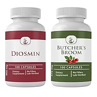 PURE ORIGINAL INGREDIENTS Diosmin and Butcher's Broom Bundle, 100 Capsules Each, Always Pure, No Additives or Fillers