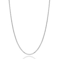 Miabella Italian 925 Sterling Silver Solid 2mm Round Box Chain Necklace for Women Men, Made in Italy