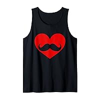 Heart With Moustache Funny Valentines Day Costume Men Women Tank Top