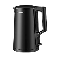 COMFEE' 1.7L Double Wall Electric Tea Kettle and Kettle Water Boiler, 100% Stainless Steel Interior & Lid & Spout, Two-Level Wide Open Lid, 1500W Fast Boiling, Auto-Off and Boil-Dry Protection