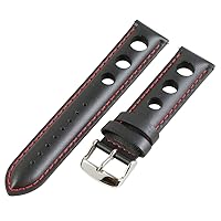 Clockwork Synergy, LLC 26mm Rally 3-hole Smooth Black / Red Leather Interchangeable Replacement Watch Band Strap