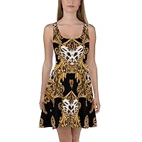 Skater Dress for Women Skirt Cocktail Casual Cheetah Gold Black Dresses