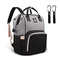 Diaper Bag Backpack, Hafmall Large Baby Diaper Bag with Stroller Hooks, Multifunctional Travel Nappy Bag, Stylish & Waterproof, Gray Black