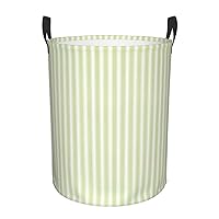Classic Green Striped Waterproof Oxford Fabric Laundry Hamper,Dirty Clothes Storage Basket For Bedroom,Bathroom