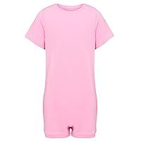 Special Needs Clothing for Older Children, SHORT SLEEVE Bodysuit for Boys & Girls by KayCey, PINK, 8-9 Years Old