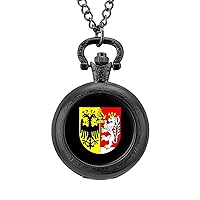 Coat Arms of Goerlitz Fashion Quartz Pocket Watch White Dial Arabic Numerals Scale Watch with Chain for Unisex