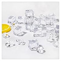 Gisela 48Pcs Fake Ice Cubes Square Acrylic With Glass Luster Crystal Clear, Artificial Crushed Ice Rocks for Photography Props Diy Arts Crafts
