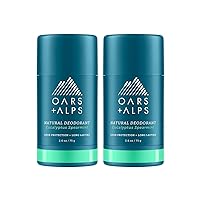Oars + Alps Aluminum Free Deodorant for Men and Women, Dermatologist Tested and Made with Clean Ingredients, Travel Size, Eucalyptus Spearmint, 2 Pack, 2.6 Oz Each