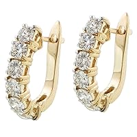 2.25 CT TW Large Diamond Hoop Earrings in 14K Yellow Gold