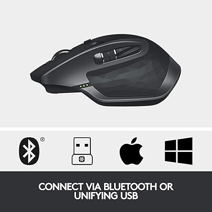Logitech MX Master 2S Wireless Mouse – Use on Any Surface, Hyper-Fast Scrolling, Ergonomic Shape, Rechargeable, Control Upto 3 Apple Mac and Windows Computers, Graphite (Discontinued by Manufacturer)
