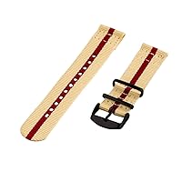Clockwork Synergy - 18mm 2 Piece Classic Nato PVD Nylon Khaki / Red Replacement Watch Strap Band