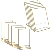 HIIMIEI Acrylic Gold Frames Sign Holders 8.5x11 Table Menu Display Stand, Wedding Table Numbers Holder(6 Pack Double Sided + 6 Pack Slanted Back)