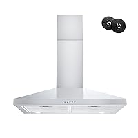FIREGAS Range Hood 30 Inch, Stainless Steel Wall Mount Kitchen Hood 450 CFM with 3 Speed Exhaust Fan, Ducted/Ductless Convertible, Stove Vent Hood for Kitchen with Aluminium Mesh and Charcoal Filters