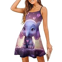 Cute Elephant Womens Sling Dress Fashion Mini Swing Sundress Tank T Shirt Dresses
