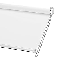 ChrisDowa 100% Blackout Roller Shade, Window Blind with Thermal Insulated, UV Protection Fabric. Total Blackout Roller Blind for Office and Home. Easy to Install. White,34