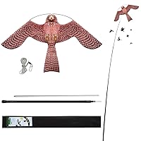 Bird Hawk Flying Kite with Pole Crops Farm Protector Bird Scarer Flying Kite with 4m Pole-Style A