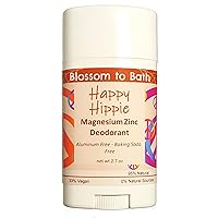 Happy Hippie Magnesium Zinc Deodorant (2.7 ounce) - Pure Essential Oil Fragrance - Lasts All Day with a Sweet Happy Herbal Scent