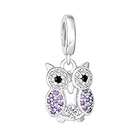 Wise Graduate Owl Bird Charm Bead For Women Student For Teen Oxidized .925 Sterling Silver Fits European Charm Bracelet