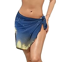 Stars Moon Girl Women's Short Sarongs Beach Wrap Bikini Cover Up S