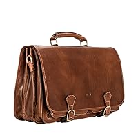 Maxwell Scott - Personalized Mens Luxury Leather Satchel Briefcase Bag - 3 Section with Hidden Popper Closure - The Jesolo3