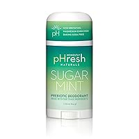 Natural Prebiotic Deodorant, Baking Soda & Aluminum Free Safe for Sensitive Skin, 24 Hour Odor Protection, 2.25 Oz, Sugar Mint