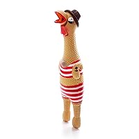 Charming Pet Squawkers Grandpa Gimpy Latex Rubber Chicken Interactive Dog Toy, Large