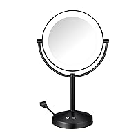 Lighted Makeup Mirror, LED Vanity Mirror, 1X/10x Magnifying Mirror, Corded in Matte Black Finish